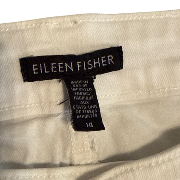 Eileen Fisher Cream White Denim Jeans Straight Leg Size 14 Coastal Cowboy - Picture 2 of 9